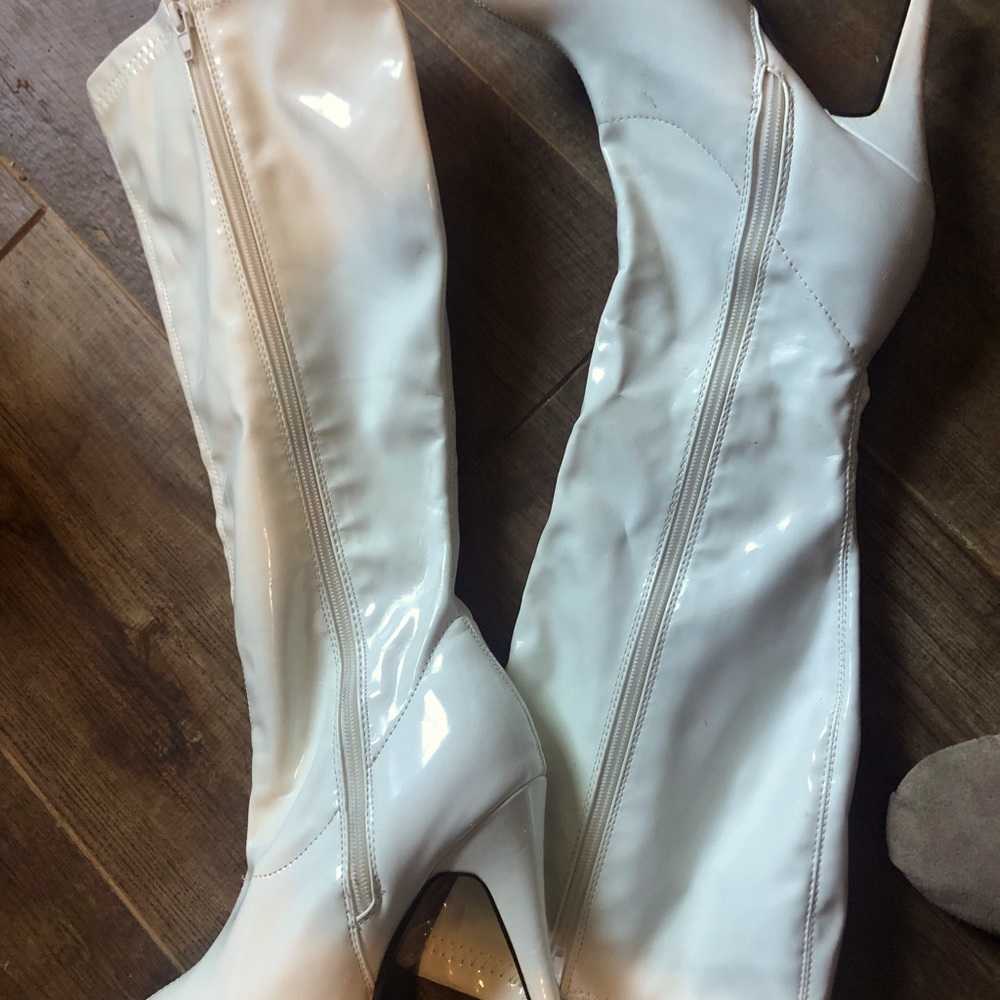 Go Go Knee High White Boots Cosplay